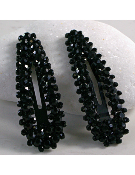 Spinka do włosów CZARNA Z KRYSZTAŁKAMI 2 szt. Lolita Akcesoria