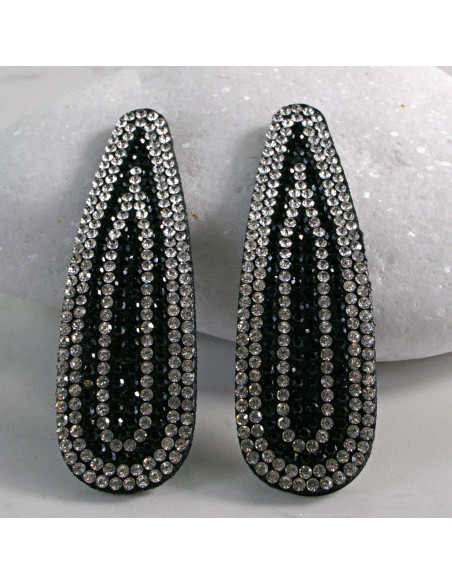 Spinka do włosów CZARNO-SREBRNA Z KRYSZTAŁKAMI 2 szt. Lolita Akcesoria