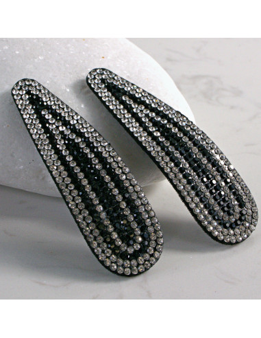 Spinka do włosów CZARNO-SREBRNA Z KRYSZTAŁKAMI...