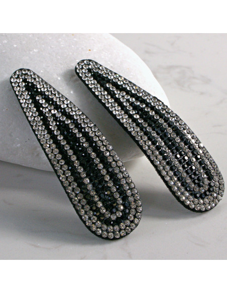 Spinka do włosów CZARNO-SREBRNA Z KRYSZTAŁKAMI 2 szt. Lolita Akcesoria