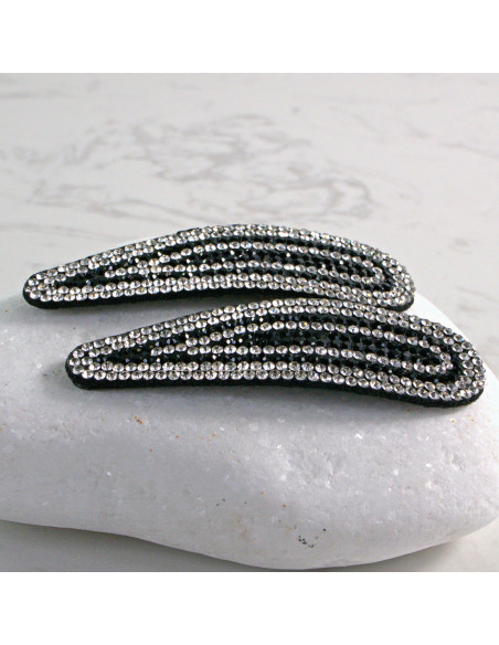 Spinka do włosów CZARNO-SREBRNA Z KRYSZTAŁKAMI 2 szt. Lolita Akcesoria