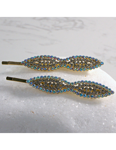 Spinka do włosów ZŁOTA KOKARDA Z KRYSZTAŁKAMI 2 szt. Lolita Akcesoria