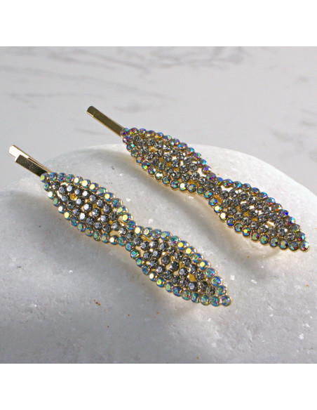 Spinka do włosów ZŁOTA KOKARDA Z KRYSZTAŁKAMI 2 szt. Lolita Akcesoria