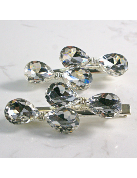 Spinka do włosów DWIE KOKARDY KRYSZTAŁKI BEZBARWNY 2 szt. Lolita Akcesoria