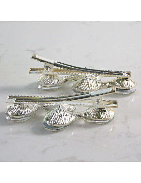 Spinka do włosów DWIE KOKARDY KRYSZTAŁKI BEZBARWNY 2 szt. Lolita Akcesoria