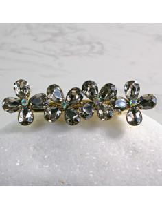 Spinka do włosów 4 KWIATKI KRYSZTAŁKI GRAFIT Lolita...