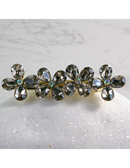 Spinka do włosów 4 KWIATKI KRYSZTAŁKI GRAFIT Lolita Akcesoria