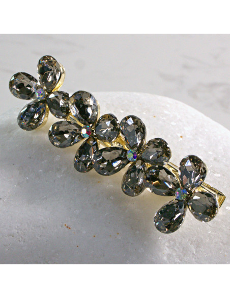 Spinka do włosów 4 KWIATKI KRYSZTAŁKI GRAFIT Lolita Akcesoria