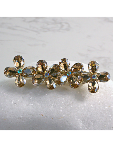 Spinka do włosów 4 KWIATKI KRYSZTAŁKI MIODOWY Lolita Akcesoria