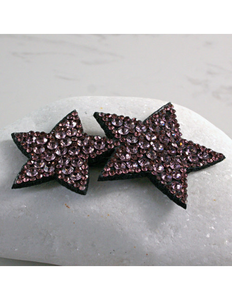 Spinka do włosów DWIE GWIAZDKI Z KRYSZTAŁKAMI RÓŻ Lolita Akcesoria