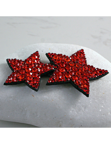 Spinka do włosów DWIE GWIAZDKI Z KRYSZTAŁKAMI CZERWONY Lolita Akcesoria