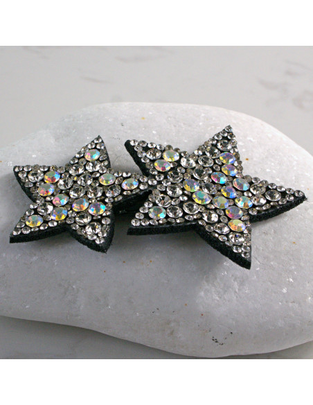 Spinka do włosów DWIE GWIAZDKI Z KRYSZTAŁKAMI SREBRNY Lolita Akcesoria