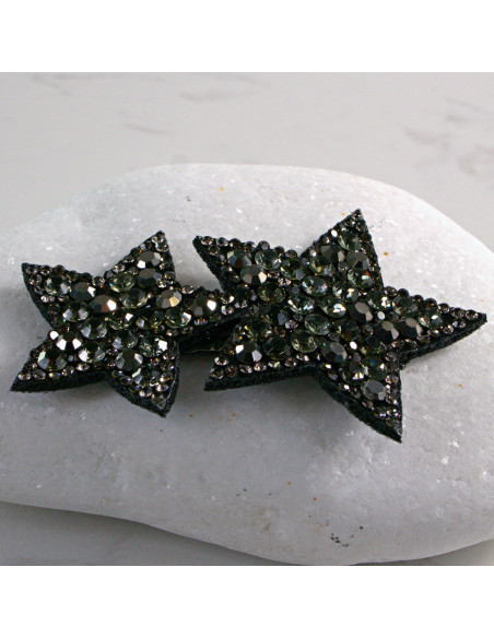 Spinka do włosów DWIE GWIAZDKI Z KRYSZTAŁKAMI GRAFIT Lolita Akcesoria