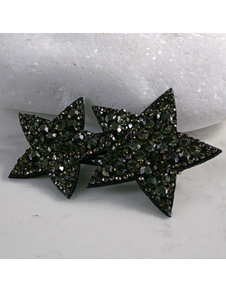 Spinka do włosów DWIE GWIAZDKI Z KRYSZTAŁKAMI GRAFIT Lolita Akcesoria