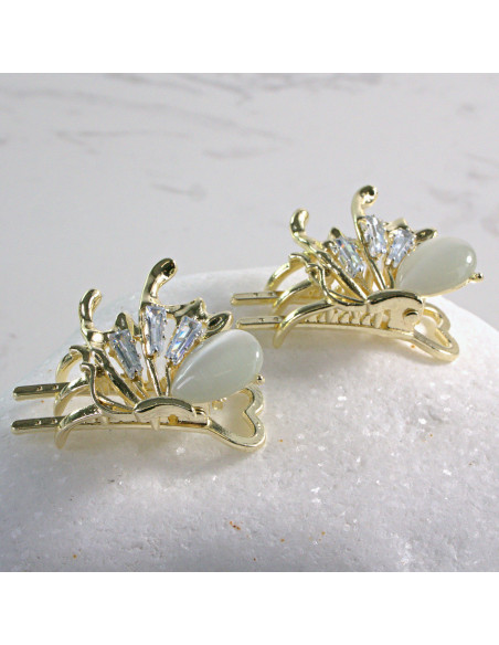 Spinka do włosów  ZŁOTE KWIATKI Z KAMIENIEM 2 SZT.  Lolita Akcesoria