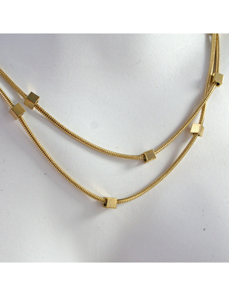 Naszyjnik Podwójny ze stali chirurgicznej Lolita Accessories złote KOSTKI