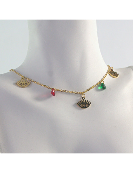 Naszyjnik Hamsa Oko Proroka ze stali chirurgicznej Lolita Accessories