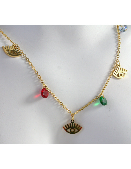 Naszyjnik Hamsa Oko Proroka ze stali chirurgicznej Lolita Accessories