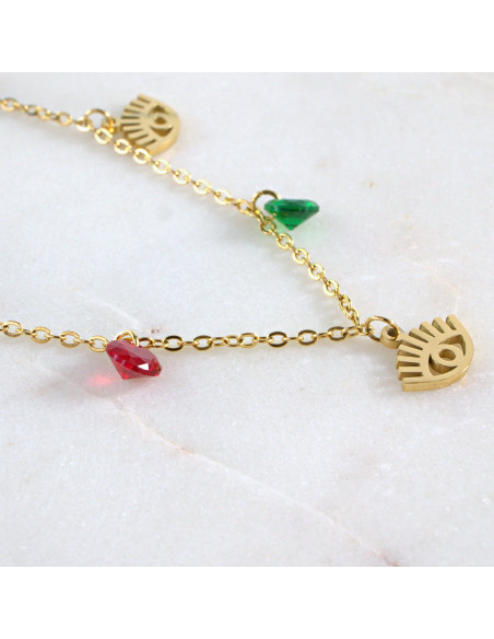 Naszyjnik Hamsa Oko Proroka ze stali chirurgicznej Lolita Accessories