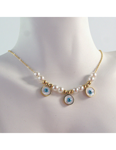 Naszyjnik PEREŁKI Oko Proroka ze stali chirurgicznej Lolita Accessories