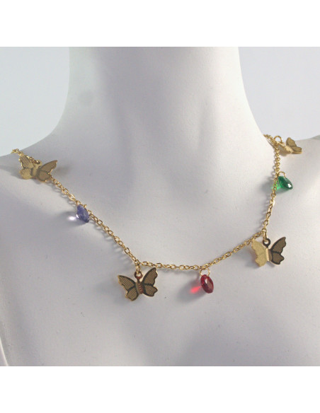 Naszyjnik Celebrytka stal chirurgiczna Lolita Accessories złoty Boho MOTYLE