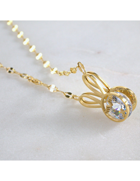 Naszyjnik Celebrytka ze stali chirurgicznej Lolita Accessories Cyrkonia