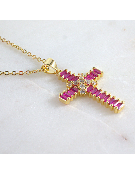 Naszyjnik Celebrytka ze stali chirurgicznej Lolita Accessories złoty KRZYŻ