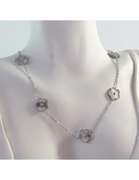 Naszyjnik Celebrytka stal chirurgiczna Lolita Accessories Srebrne Kwiatki
