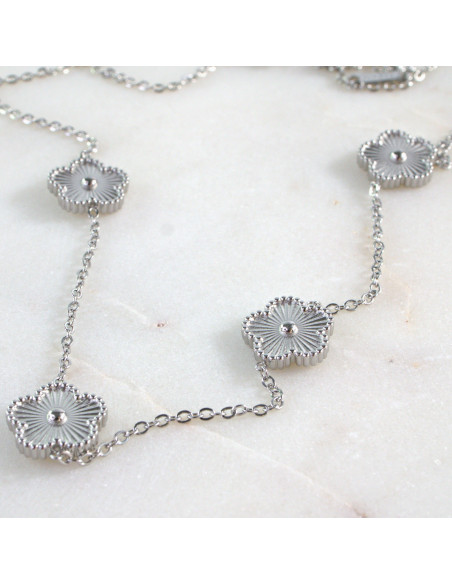 Naszyjnik Celebrytka stal chirurgiczna Lolita Accessories Srebrne Kwiatki