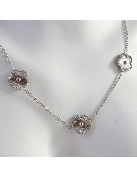 Naszyjnik Celebrytka stal chirurgiczna Lolita Accessories Srebrne Kwiatki
