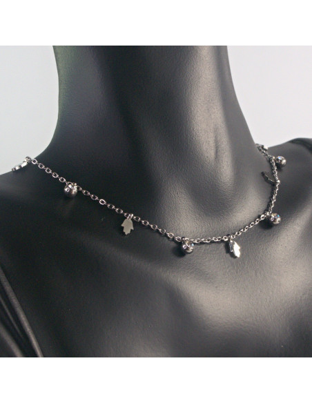 Naszyjnik HAMSA Celebrytka stal chirurgiczna Lolita Accessories Srebrny