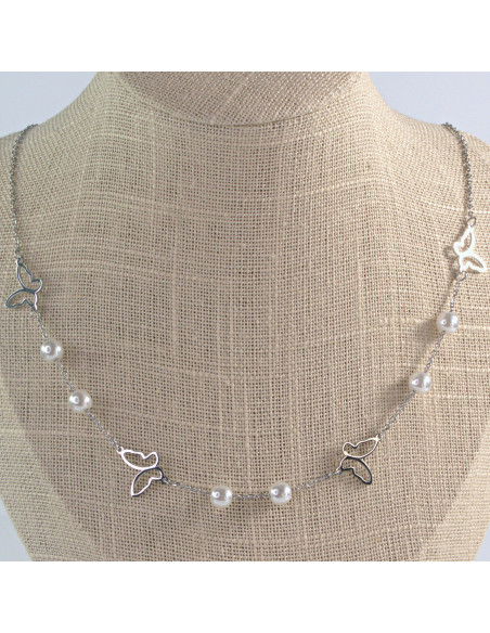 Naszyjnik Celebrytka stal chirurgiczna Lolita Accessories Srebrny Perła