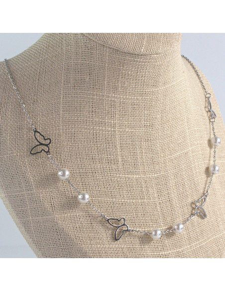 Naszyjnik Celebrytka stal chirurgiczna Lolita Accessories Srebrny Perła