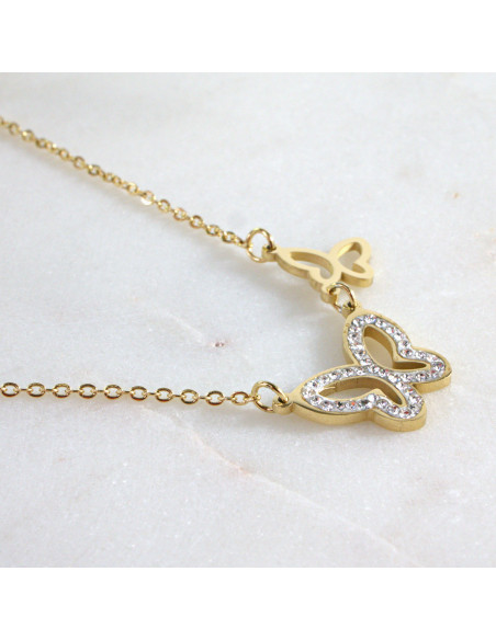 Naszyjnik ze stali chirurgicznej Lolita Accessories Złoty Motylki