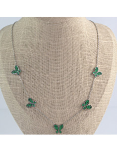 Naszyjnik  ze stali chirurgicznej Zielone Motylki Lolita...