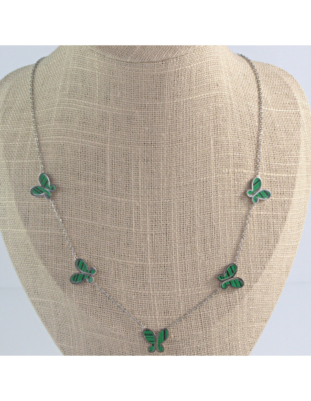 Naszyjnik  ze stali chirurgicznej Zielone Motylki Lolita Akcesoria