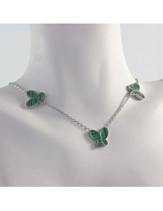 Naszyjnik  ze stali chirurgicznej Zielone Motylki Lolita... 2