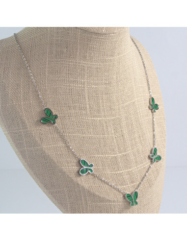 Naszyjnik  ze stali chirurgicznej Zielone...