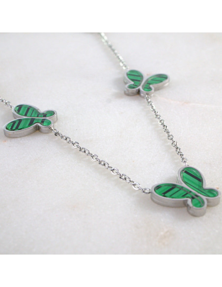 Naszyjnik  ze stali chirurgicznej Zielone Motylki Lolita Akcesoria