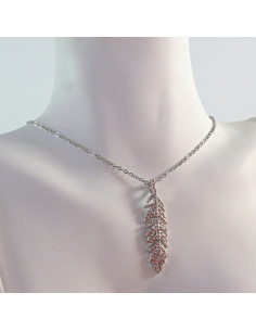 Naszyjnik  ze stali chirurgicznej Cyrkoniowe Piórko...