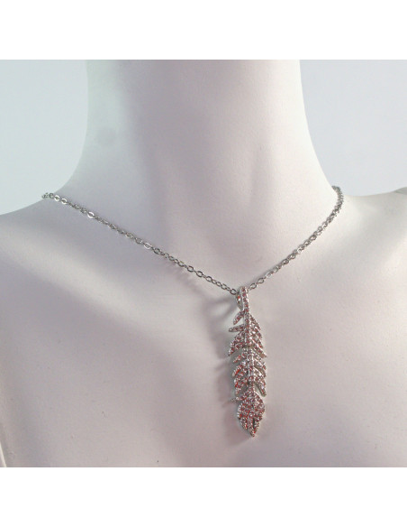 Naszyjnik  ze stali chirurgicznej Cyrkoniowe Piórko  Lolita Akcesoria