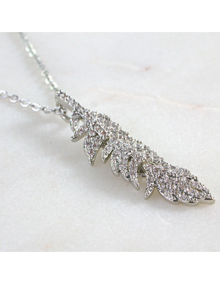 Naszyjnik  ze stali chirurgicznej Cyrkoniowe Piórko  Lolita Akcesoria