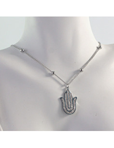 Naszyjnik  ze stali chirurgicznej HAMSA RĘKA FATIMY...