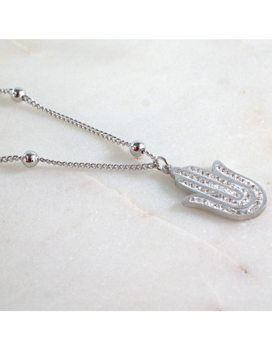 Naszyjnik  ze stali chirurgicznej HAMSA RĘKA...