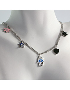 Naszyjnik  ze stali chirurgicznej HAMSA RĘKA FATIMY...