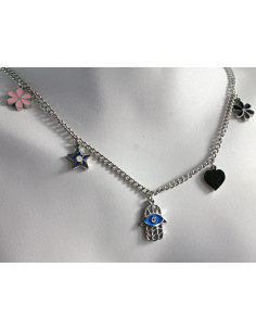 Naszyjnik  ze stali chirurgicznej HAMSA RĘKA FATIMY... 2