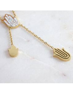 Naszyjnik  ze stali chirurgicznej HAMSA RĘKA FATIMY... 2