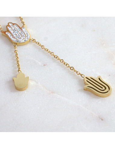 Naszyjnik  ze stali chirurgicznej HAMSA RĘKA...