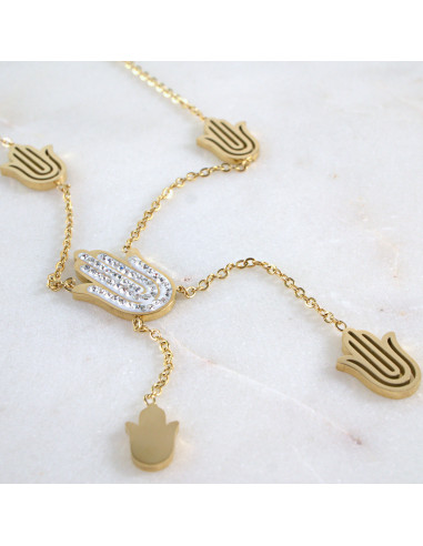 Naszyjnik  ze stali chirurgicznej HAMSA RĘKA...