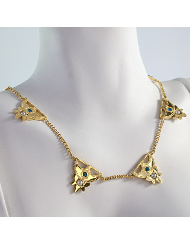 Naszyjnik  ze stali chirurgicznej HAMSA BOHO...